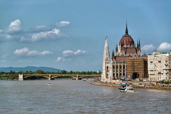 Built Structure Art Print featuring the photograph Budapest Parliament And Danube by Stefan Cioata