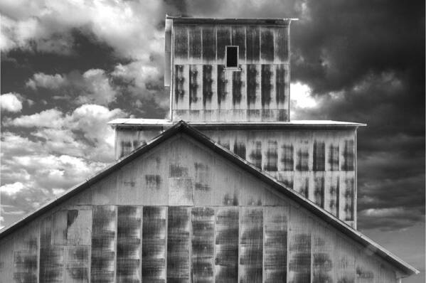 Burns Art Print featuring the photograph Burns Elevator South Side BW by Rod Seel