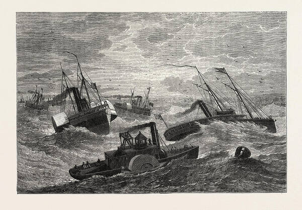 Burnside's Art Print featuring the drawing Burnsides Expedition Crossing Hatteras Bar by American School