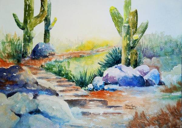 Cactus Art Print featuring the painting Cactus Trail by Marilyn Clement