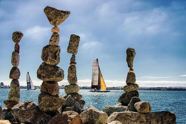 Sailboat Art Print featuring the photograph Cairns And Sailboats, Waterfront, San by Mscott-photography