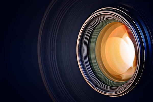 Lens Art Print featuring the photograph Camera lens background by Johan Swanepoel