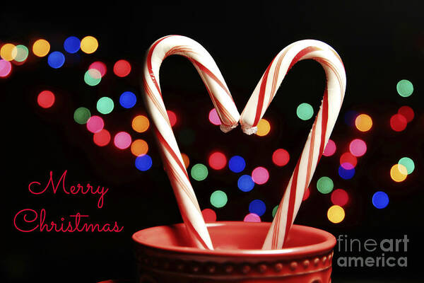 Maine Art Print featuring the photograph Candy Cane Heart Card by Karin Pinkham