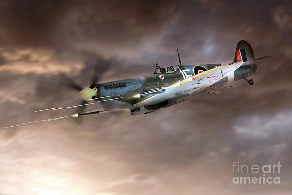 Supermarine Spitfire Art Print featuring the digital art Cannons Blazing by Airpower Art