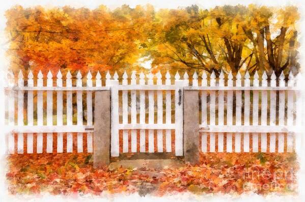 Fall Art Print featuring the photograph Canterbury Shaker Village Picket Fence by Edward Fielding