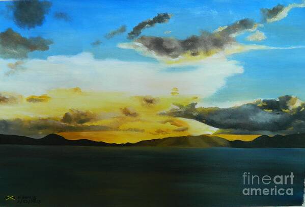 Landscape Art Print featuring the painting Caribbean Sunset I by Kenneth Harris