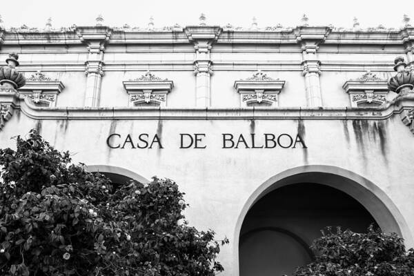 Casa De Balboa Art Print featuring the photograph Casa De Balboa In Black And White by Priya Ghose