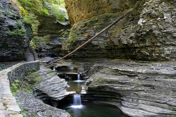 Canyon Art Print featuring the photograph Cascading Wirlpools in Watkins Glen by Gene Walls