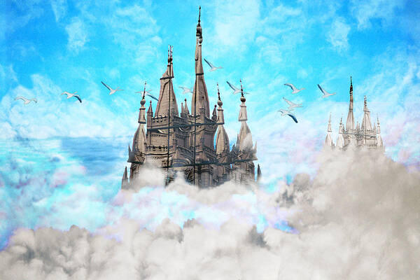 Castle Art Print featuring the digital art Castle-Galleons by Lisa Yount