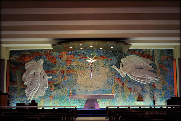 Top Art Print featuring the photograph Catholic Chapel at Air Force Academy by Paulette B Wright