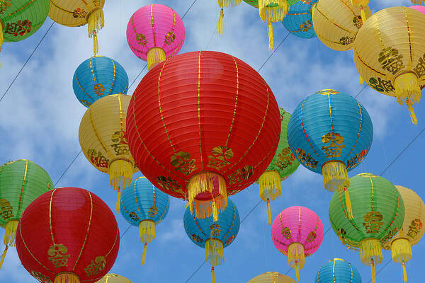 Chinese Lanterns Art Print featuring the photograph Celebration In The Sky 9 by Fraida Gutovich