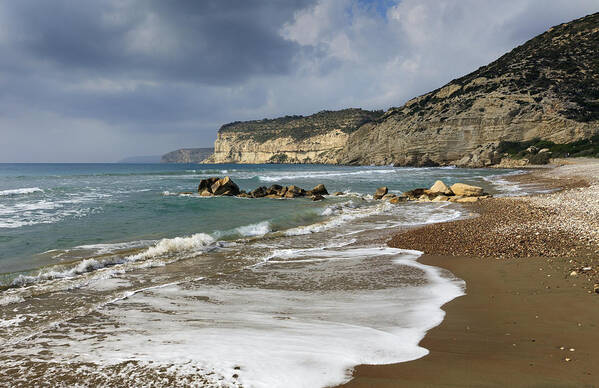 Feb0514 Art Print featuring the photograph Chalk Cliff Coastline Kourion Cyprus by Duncan Usher