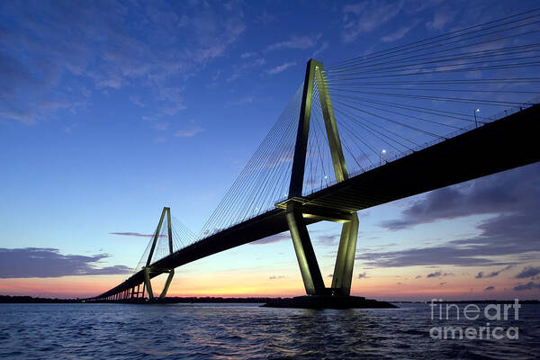 Charleston Art Print featuring the photograph Charleston Ravenel Bridge Sunset by Dustin K Ryan