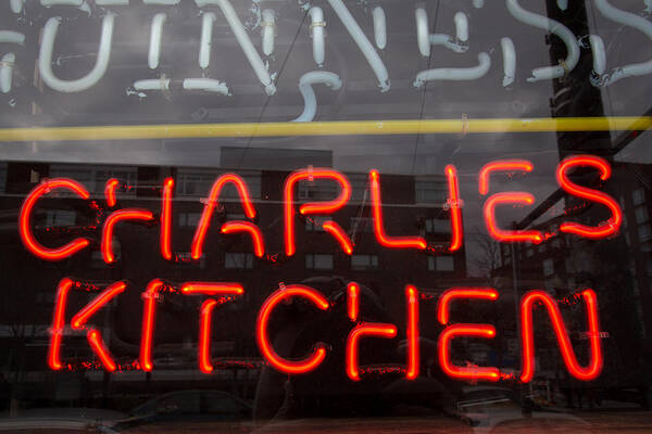 Neon Art Print featuring the photograph Charlies Kitchen by Allan Morrison