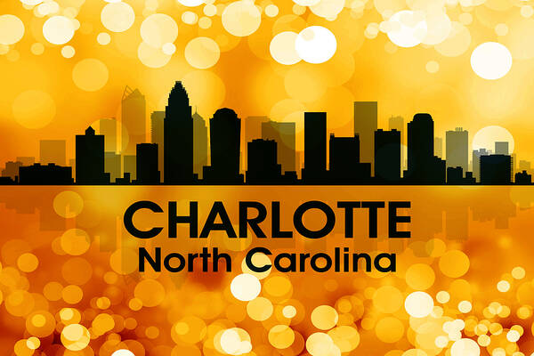 City Silhouette Art Print featuring the digital art Charlotte NC 3 by Angelina Tamez