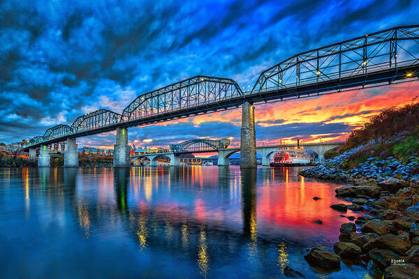 Chattanooga Art Print featuring the photograph Chattanooga Sunset 3 by Steven Llorca