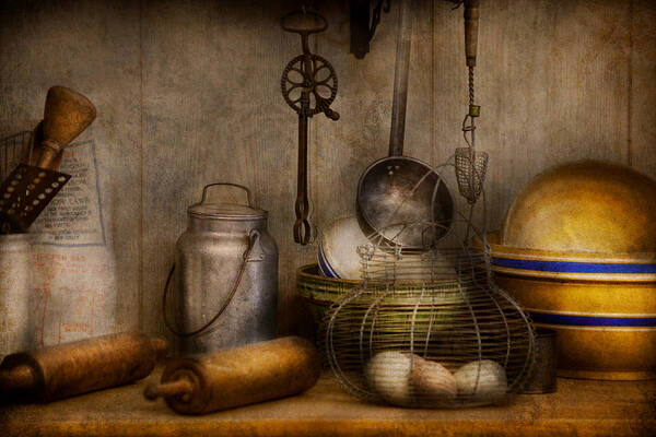 Chef Art Print featuring the photograph Chef - Ingredients - Breakfast at grandpa's by Mike Savad