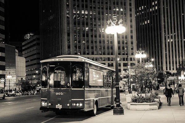 Transportation Art Print featuring the photograph Chicago Trolly Stop by Melinda Ledsome