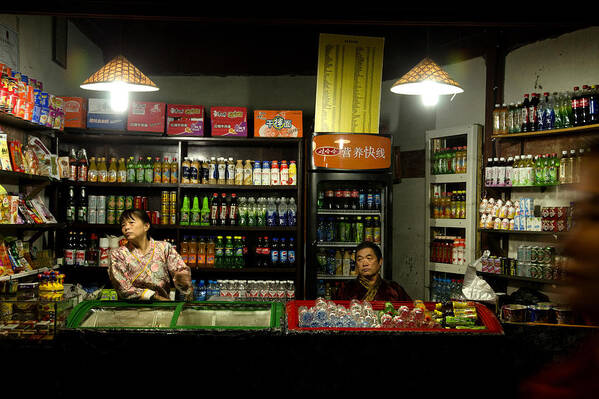 Hanghou Art Print featuring the photograph Chinese Shopkeepers Hangzhou China by Sally Ross