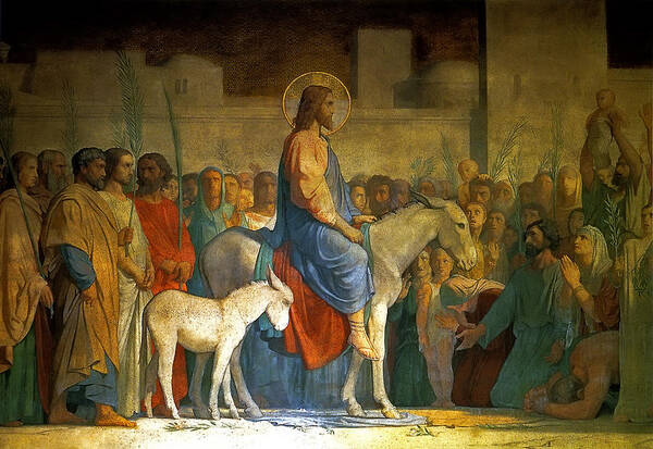 1846 Fresco - Christ's Entry Into Jerusalem By Jean-hippolyte Flandrin Art Print featuring the painting Christ s Entry into Jerusalem by MotionAge Designs