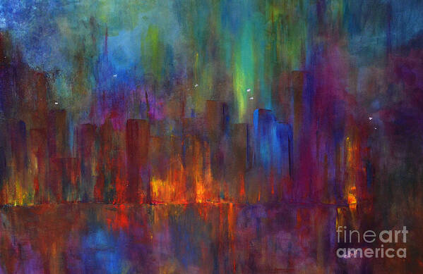 City Art Print featuring the painting City Nights by Claire Bull