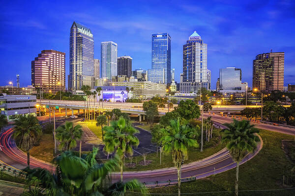 Tampa Art Print featuring the photograph City of Tampa at Dawn in HDR by Michael White