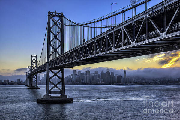 Photography Art Print featuring the photograph City Skyline under the Bay Bridge by Peter Dang