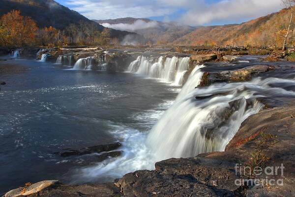 Sandstone Falls Art Print featuring the photograph Clearing Skies Over Sandstone Falls by Adam Jewell