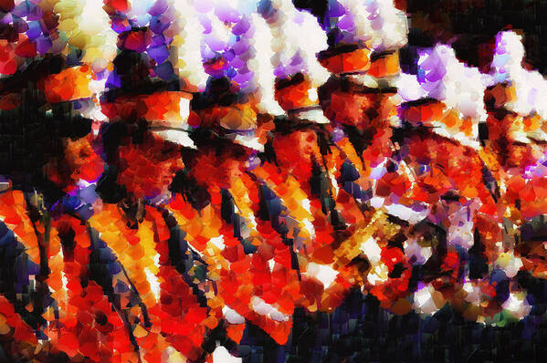 Band Art Print featuring the painting Clemson Tiger Band - Afremov-Style by Lynne Jenkins