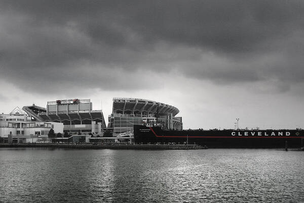 Cleveland Art Print featuring the photograph Cleveland Browns Stadium From The Inner Harbor by Kenneth Krolikowski
