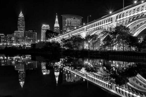 Cleveland Art Print featuring the photograph Cleveland in Black and White by Jared Perry 