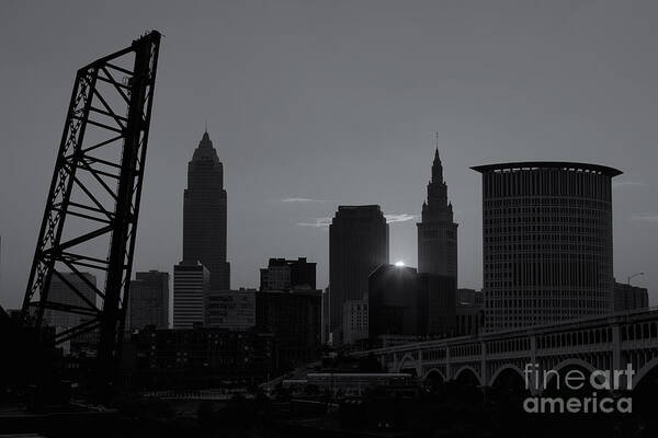 Clarence Holmes Art Print featuring the photograph Cleveland Skyline at Sunrise II by Clarence Holmes
