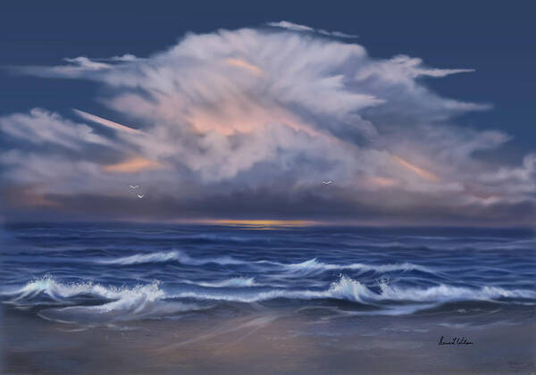 Seascapes Art Print featuring the painting Cloud Burst by Sena Wilson