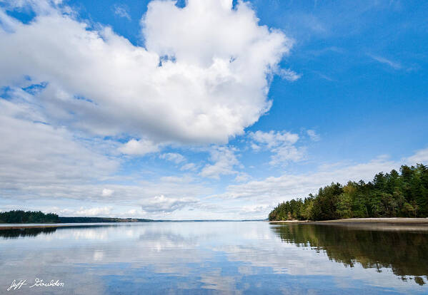 Bay Art Print featuring the photograph Clouds Reflected in Puget Sound by Jeff Goulden