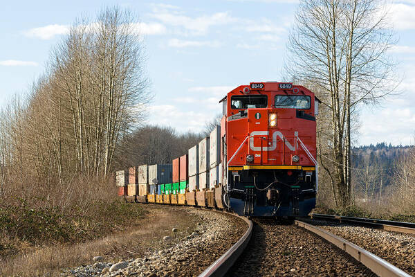 British Columbia Art Print featuring the photograph CN Rail Cargo Train by Michael Russell