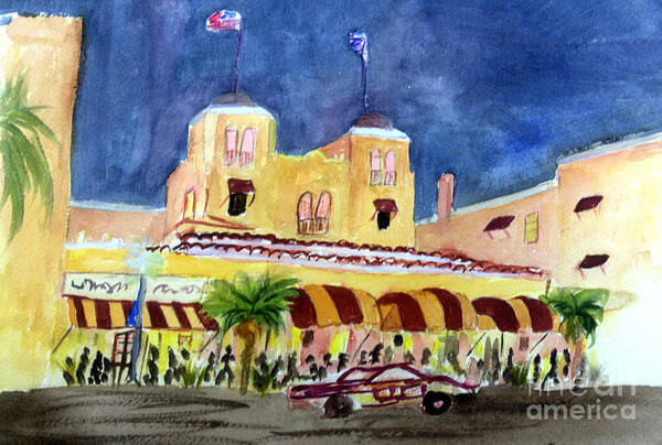 Architecture Art Print featuring the painting Colony Hotel in Delray Beach by Donna Walsh