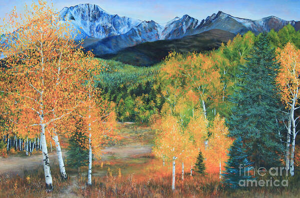 Landscape Art Print featuring the painting Colorado Aspens by Jeanette French