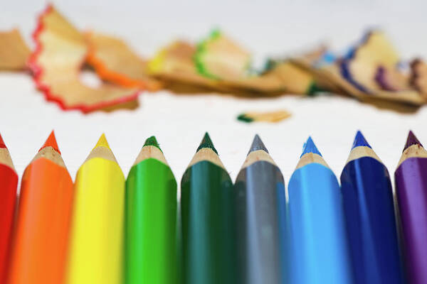 Desk Art Print featuring the photograph Colored Pencils by Deimagine