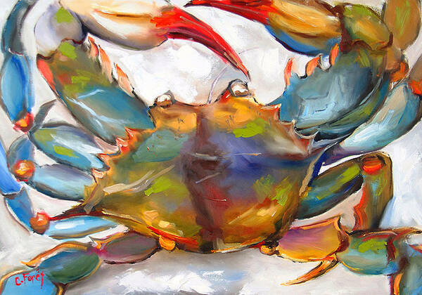 Crab Art Print featuring the painting Colorful Blue by Carole Foret