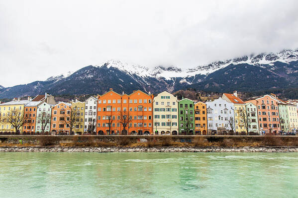 Tranquility Art Print featuring the photograph Colorful Buildings Along The Inn River by Merten Snijders