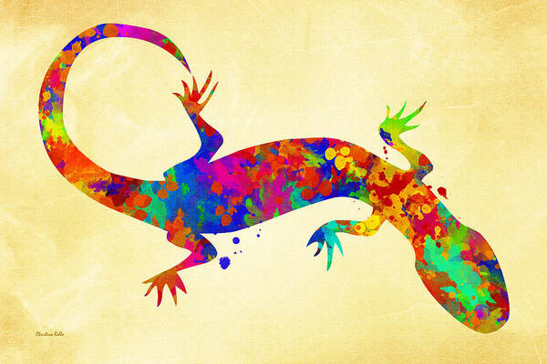 Gecko Art Print featuring the mixed media Gecko Watercolor Art by Christina Rollo