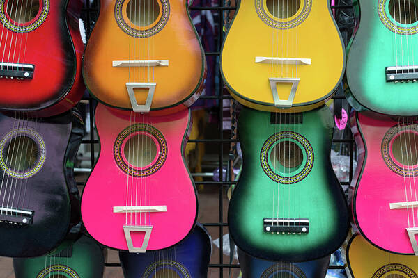 Hanging Art Print featuring the photograph Colorful Mexican Guitars by Carol Wood
