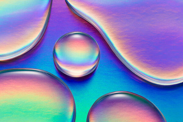 Curve Art Print featuring the photograph Colorful Waterdrops Macrophotography by MirageC