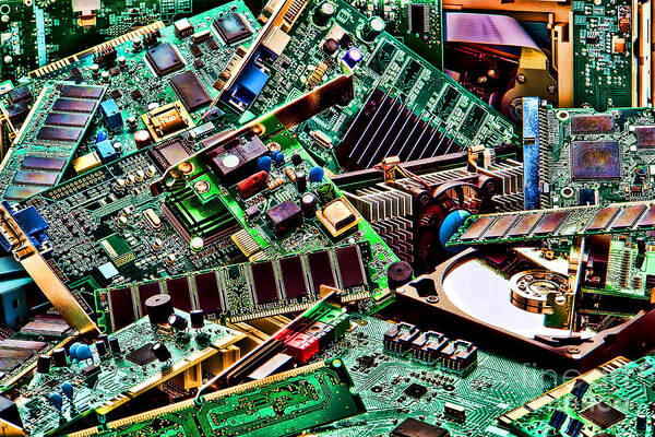 Computer Art Print featuring the photograph Computer Parts by Olivier Le Queinec