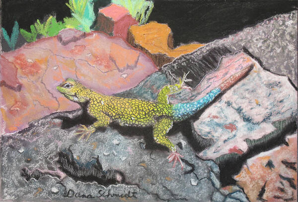 Costa Rica Art Print featuring the painting Costa Rican Lizard by Dana Schmidt