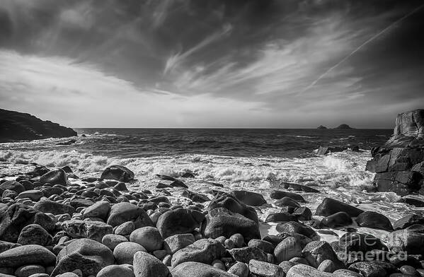 Cornwall Canvas Art Print featuring the photograph Cot Valley Porth Nanven 4 Black and White by Chris Thaxter