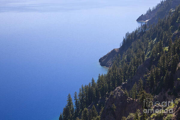 Nature Art Print featuring the photograph Crater Lake Ringed By Steep, Fir Clad by Ellen Thane