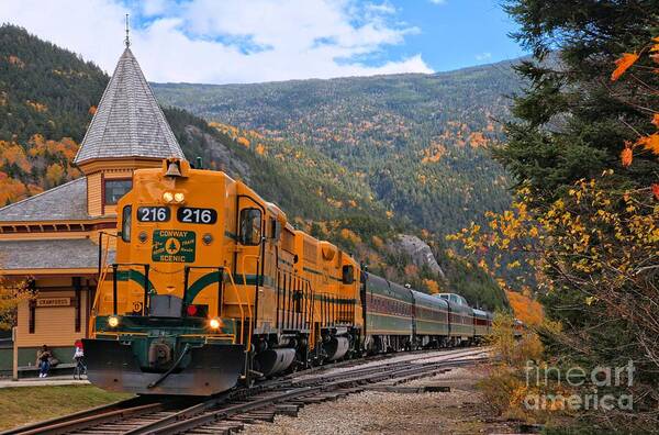 Conway Railroad Art Print featuring the photograph Crawford Notch Train Depot by Adam Jewell