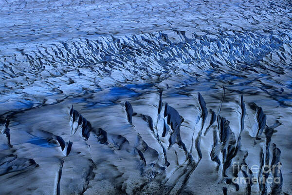 Blue Abstract Art Print featuring the photograph Crevasses on Grey Glacier Chile by James Brunker