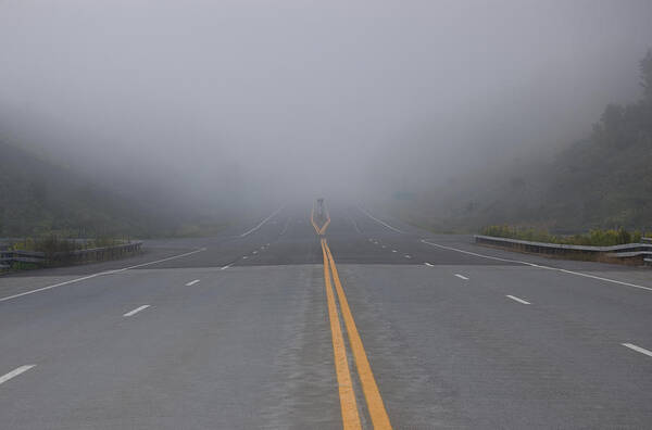 Fog Art Print featuring the photograph Crossroads by Sarah McKoy
